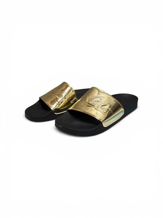Alexander McQueen Gold Mirror Logo Pool Slide Sandals EU 42 US 9 Made In Italy main image 2